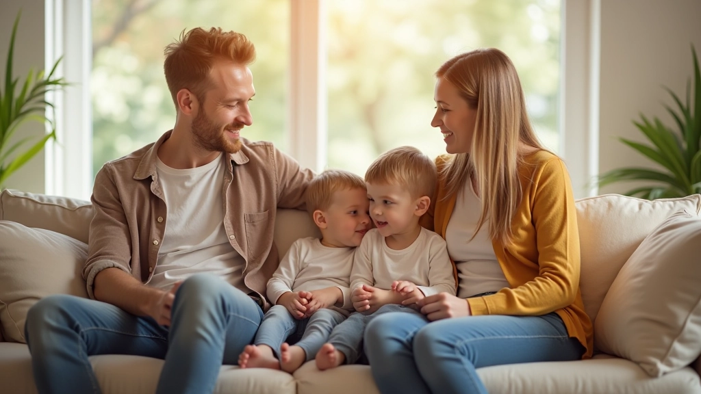 Glückliche junge Familie in ihrem Zuhause