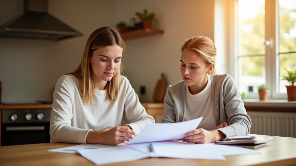 Junge Eltern besprechen Familienfinanzplanung zusammen